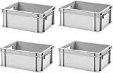 1a-TopStore 4 Stk. Euroboxen EB-417, grau, 40x30x17,5 cm (LxBxH), grau, Volumen: 16,5 Liter,...