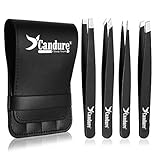 Candure Pinzetten Set 4-teiliges Präzisions-Pinzettenset aus Edelstahl - Perfekte Präzision zum...