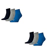 Puma 6 Paar Unisex Quarter Socken Sneaker Gr. 35-49 für Damen Herren Füßlinge, Socken &...