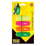 Idena 12081 - Textmarker Mini, in 4 Farben, gelb, pink, orange und grün