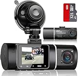 abask J05 Dashcam Auto 1080P Dash Cam Vorne Innen mit 32GB SD-Karte, 310° Weitwinkelansicht,...