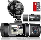 abask J05 Dashcam Auto 1080P Dash Cam Vorne Innen mit 32GB SD-Karte, 310° Weitwinkelansicht,...