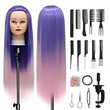 Trainingsköpfe, 28 inch Übungskopf Frisierkopf Friseur 100% Synthetikfaser-Haar Styling Kopf...