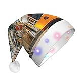 SDEGTHO Lissabon Straßenbahn-Weihnachtsmannmütze, beleuchtet, mit blinkenden LED-Lichtern, für...