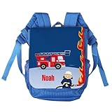 Striefchen® Kinder-Rucksack mit Namen - Feuerwehr - ideal für den Kindergarten