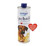 NordicVital Lachsöl 1 Liter Premium Fischöl für Hunde & Katzen - reich an Omega-3 und Omega-6...