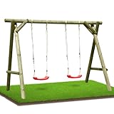 Gartenpirat Classic Kinderschaukel aus Holz Outdoor - Doppelschaukel mit 2 Schaukelsitzen 240 x 190...
