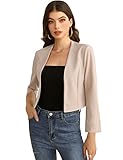 KOJOOIN Damen Bolero Langarm Strickjacke 3/4 Ärmel Open Front Elegant Bolerojacke Kurze Cardigan...