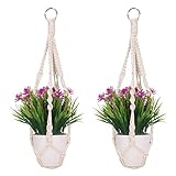 2 Pack Macrame Plant Hangers, Cotton Rope Woven Indoor Outdoor hanging plant holder Wall Hanging...