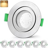 GeyouLux LED Einbaustrahler 230V IP65, 5W 600LM Deckenspots, Einbauleuchten 65-75mm, 2700K Warmweiß...