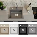 Faizee Möbel | Spülbecken Granit Grau 49x52 cm | Hochwertige Küchenspüle & Einbauspüle |...