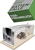 Praknu Rattenfalle Lebendfalle 30 cm Groß aus FSC® Holz - Tierfreundlich & Wiederverwendbar -...