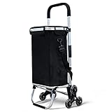 VOUNOT Aluminium Einkaufstrolley Treppensteiger, Trolly Einkaufswagen Klappbar, Hackenporsche mit 6...