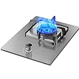 Gas Hob 5200W Built-In Gas Cooktop For Cooking, Square Cast Iron Portable Cooktop, With Flameout...