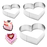 3 Stück Herzbackform, Backform Herz Set 10/15 /20 cm Tortenring Kuchenform Edelstahl Tortenring...