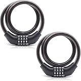 Hochsicheres Fahrradschloss mit Zahlencode (2er Pack) –10mm x 60cm Kabelschloss für...