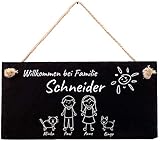 Türschild mit Gravur aus Schiefer, Willkommen bei Familie, Willkommensschild für die Wohnung mit...