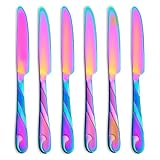 Seeshine Regenbogen Menümesser Set, 6-teilig Edelstahl Messer mit schimmerndem Regenbogenfinish, 23...