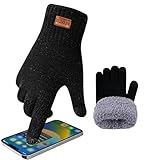 HIYATO Handschuhe herren, Verdickte Touchscreen Winterhandschuhe, Warme Strickhandschuhe mit Fleece...