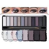 Kinretixia Lidschattenpalette mit 12 Farben in kühlen Tönen – Matt, Schimmer und Glitzer,...