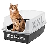 Iris Ohyama Offene Katzentoilette XL, Große Katzenstreubox ohne Deckel, Hoher Rand, Einfach zu...