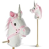 Pink Papaya Steckenpferd Einhorn, Mandy süßes Spielzeug Einhorn aus Plüsch mit Sound Funktion:...