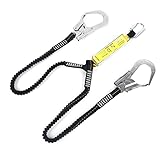 Fallschutz Klettergurt,Elastischer Doppelt Sicherheitsleine mit Bandfalldampfe und Legierungsstahl...