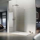 SONNI Duschwand Glas 120 x 200 cm Walk In Dusche 8 mm NANO Glas Duschtrennwand Glas Badewanne...