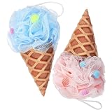 Warmhm 2 Stück Luffaschwamm Eiscreme Duschball mit Aufhängeschlaufe Sanfter Badeschwamm aus...