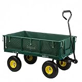 Zelsius Bollerwagen | 350 kg Tragkraft, 105 Liter | Grün/Gelb | Gartenkarre, Gartenwagen,...
