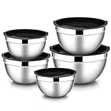 HaWare Rührschüssel 5er Set, Edelstahl Salatschüssel, Schüssel mit Luftdichtem Deckel - 4.5L/...