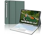 IVEOPPE Samsung Galaxy Tab S9 FE Plus Hülle mit Tastatur - Dunkelgrün Tablet Hülle für Samsung...