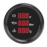 Digital, 52 Mm Spannung, Öldruck- und Temperaturanzeige, Rote Hintergrundbeleuchtung, Digitales...
