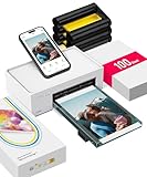 Liene Fotodrucker für Smartphone(10x15 cm)+ Packung mit 100 Blatt Fotopapier/Patrone, WiFi Handy...