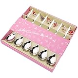 Kaffee-/Teelöffel-Set für Weihnachten, 6 Stück, Edelstahl, niedliches Teelöffel-Set, Eis,...