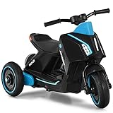 COSTWAY 6V Elektro Motorrad mit Scheinwerfer und Rücklicht, Dreirad Kindermotorrad mit Musik und...