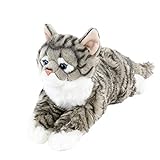 Teddys Rothenburg Kuscheltier Katze liegend grau/weiß getigert 40 cm Plüschkatze Uni-Toys
