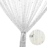 Fadenvorhang Weiße Perlen 100 X 200 Cm, Fadenvorhang Insektenschutz, Türvorhang, Fliegenvorhang...
