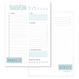 paper&you® A5 Tagesplaner Block [Mint] 50 Blatt | Daily Planner mit To-do-Liste, Zeitplan, Prios,...