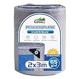 Covall Camping Plane 2x3m - Leichte Grundplane 65g/m² Silber, Wasserdicht & UV-Schutz für Zelt,...