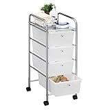 CARO-Möbel Bad Rollwagen SANO Rollcontainer Haushaltswagen Badtrolley Badregal aus verchromtem...