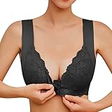 Damen Soft Spitzen BH ohne Bügel Vorderverschluss Gepolstert Bralette Nahtlose Bustier Push up...