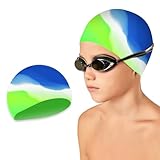 Kinder Badekappe Silikon,Bequeme Schwimmkappe,Premium Badehaube für Kinder,Jungen und...