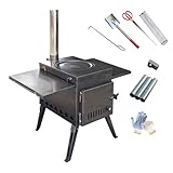 Tragbarer Holzofen, Camping Ofen, Klappbare Beine, mit Griff, Platzsparend, Ideal für Zelte und...
