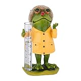Relaxdays Regenmesser Frosch, wetterbeständig, analoger Regenanzeiger, H x B x T: 19 x 10,5 x 8 cm,...