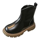 Kinder Mädchen PU Leder Stiefel Kleinkind Low Heels rutschfeste weiche Sohle Winter Booties Warme...