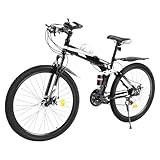 pochcicou 26 Zoll Fahrrad, 21 Gang Faltbare Mountainbike mit Schutzbleche, Doppelscheibenbremse,...