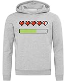 Lustiges Kapuzen-Sweatshirt im Pixel-Stil, für Gesundheit und Energie, Baumwollmischung, Grau,...