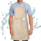 FunChaos Wasserdicht Schürze mit 2 Tasche Verstellbare Kochschürze für Männer Damen Kein Waschen...