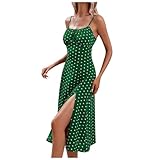 Schwarzes Langes Kleid Damen Straps-Spitze-Kleid mit schmaler Taille Umstands Sommerkleid (Green, L)